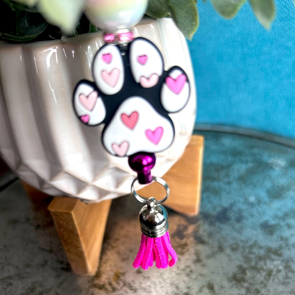 Paw print bag charm keychain